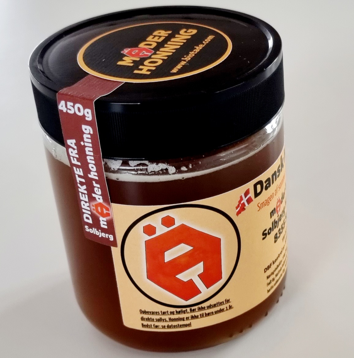 Dansk honning avlet i egen bigård. Mäder Honning 450g Skovhonning fra Solbjerg